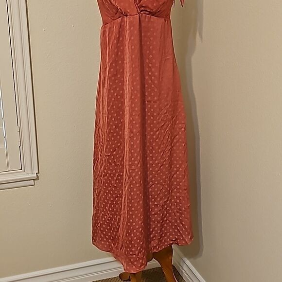 Show Me Your Mumu Arlene Dress Sangria Silky Dots Print Midi High Waist … - Picture 2 of 12